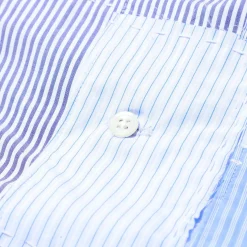 Kuon S/S Sashiko Patchwork Camp Collar Shirt Sax