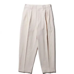 Kuon Washi/Cotton Pleated Tapered Trousers Ivory