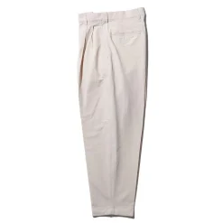 Kuon Washi/Cotton Pleated Tapered Trousers Ivory