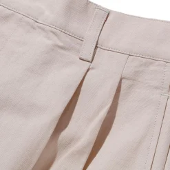 Kuon Washi/Cotton Pleated Tapered Trousers Ivory