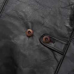 Orgueil Horsehide Leather Car Coat Black