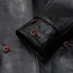 Orgueil Horsehide Leather Car Coat Black