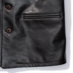 Orgueil Horsehide Leather Car Coat Black