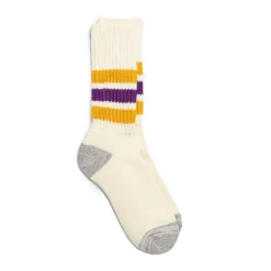 Rototo Coarse Ribbed Old School Crew Socks Yellow/Purple