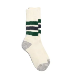 Rototo Coarse Ribbed Old School Crew Socks Green/Charcoal