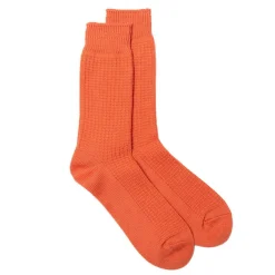 Rototo Cotton Waffle Crew Socks L. Orange
