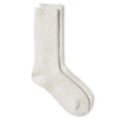 Rototo Cotton Wool Ribbed Crew Socks L. Grey
