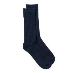 Rototo Cotton Wool Ribbed Crew Socks Navy