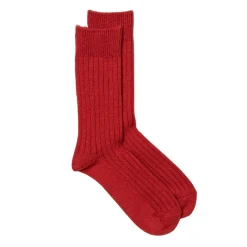 Rototo Cotton Wool Ribbed Crew Socks Red