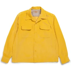 Style Eyes Solid Model Corduroy Sports Shirt Yellow