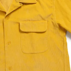 Style Eyes Solid Model Corduroy Sports Shirt Yellow