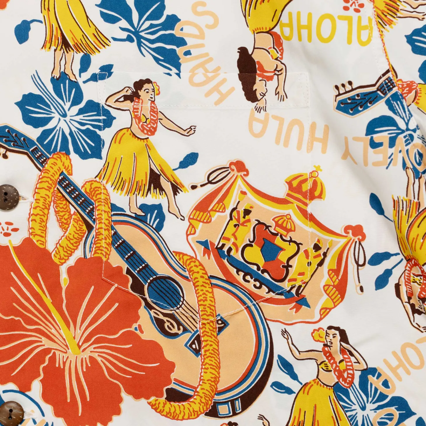 Sun Surf Lovely Hula Hands Hawaiian Shirt Off White