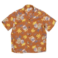 Sun Surf Palms & Pineapples Hawaiian Shirt Brown