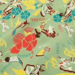 Sun Surf Symbol of The Islands Hawaiian Shirt Green