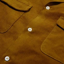 The Real McCoy's Corduroy Open Collar Shirt Mustard