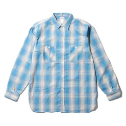 The Real McCoy's 8HU Ombre Check Summer Flannel Shirt Turquoise