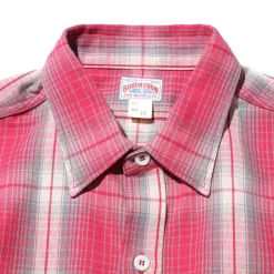 The Real McCoy's 8HU Ombre Check Summer Flannel Shirt Pink