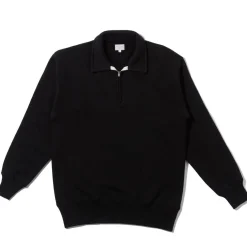 The Real McCoy's 10.oz Loopwheel 1/4 Zip Sweatshirt Black