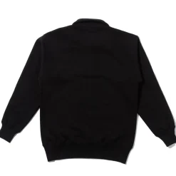 The Real McCoy's 10.oz Loopwheel 1/4 Zip Sweatshirt Black