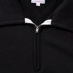 The Real McCoy's 10.oz Loopwheel 1/4 Zip Sweatshirt Black