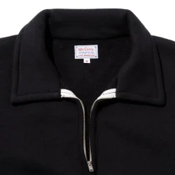 The Real McCoy's 10.oz Loopwheel 1/4 Zip Sweatshirt Black