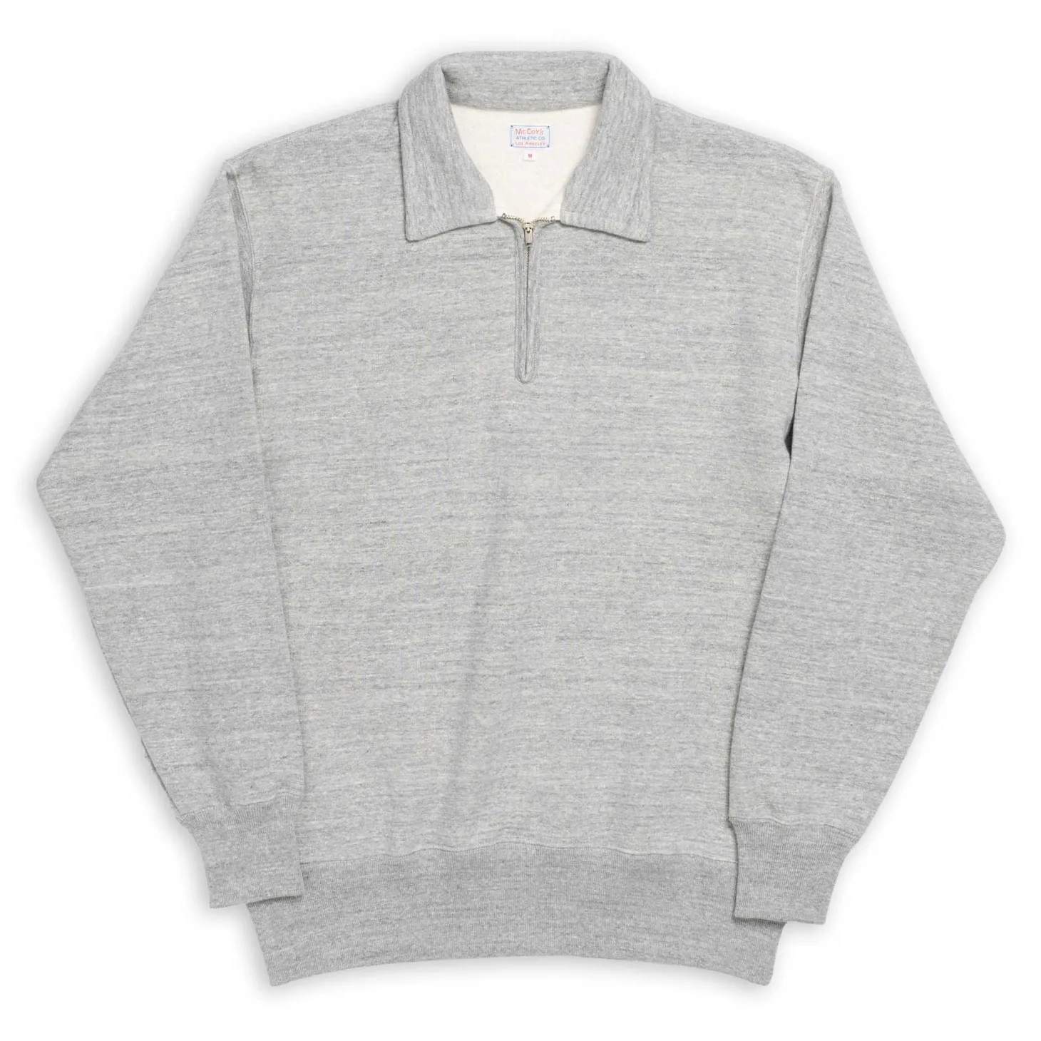 The Real McCoy's 10.oz Loopwheel 1/4 Zip Sweatshirt Grey
