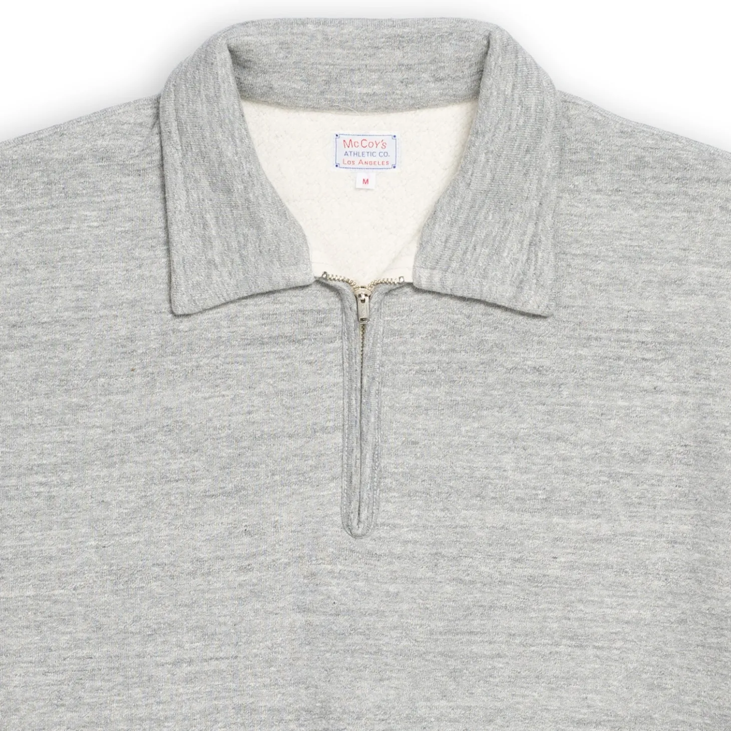 The Real McCoy's 10.oz Loopwheel 1/4 Zip Sweatshirt Grey