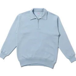 The Real McCoy's 10.oz Loopwheel 1/4 Zip Sweatshirt Saxe Blue