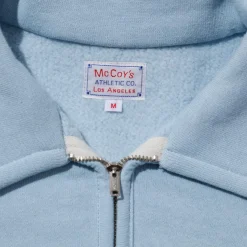 The Real McCoy's 10.oz Loopwheel 1/4 Zip Sweatshirt Saxe Blue