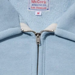 The Real McCoy's 10.oz Loopwheel 1/4 Zip Sweatshirt Saxe Blue