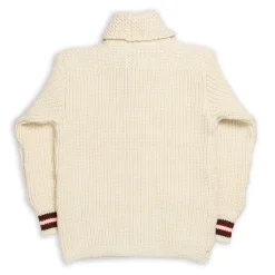 The Real McCoy's Striped Shawl Collar Cardigan Ecru