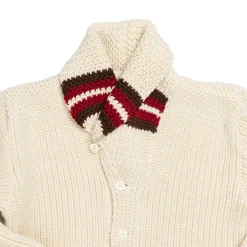 The Real McCoy's Striped Shawl Collar Cardigan Ecru